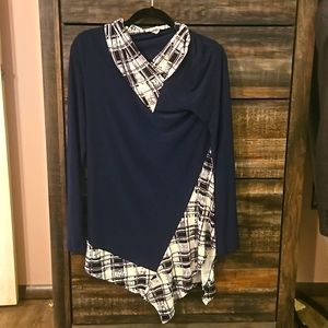 Long Sleeve Navy Blouse